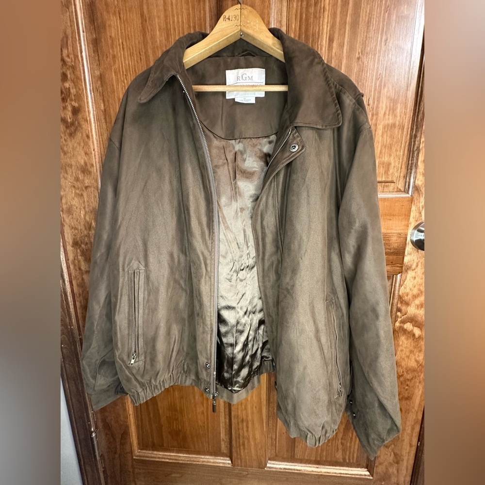 RGM Chairmans Collection Mens Bomber Style Jacket Zip Dark Brown XL vintage